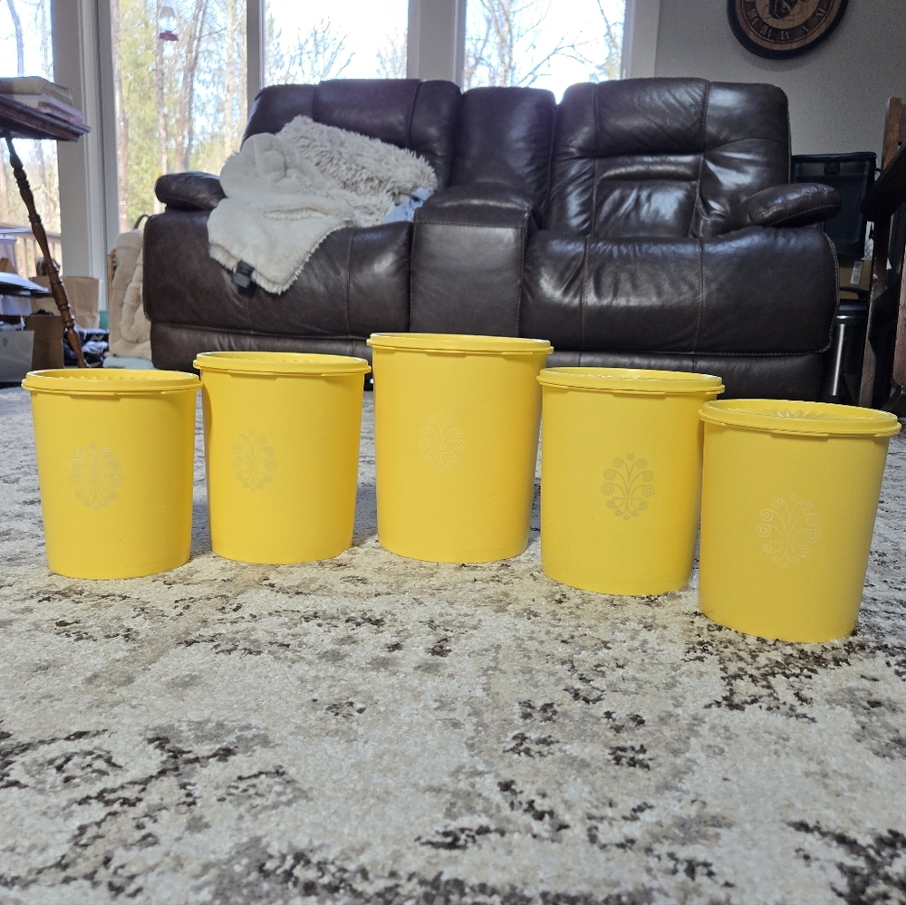 Vintage Yellow TUPPERWARE Canisters